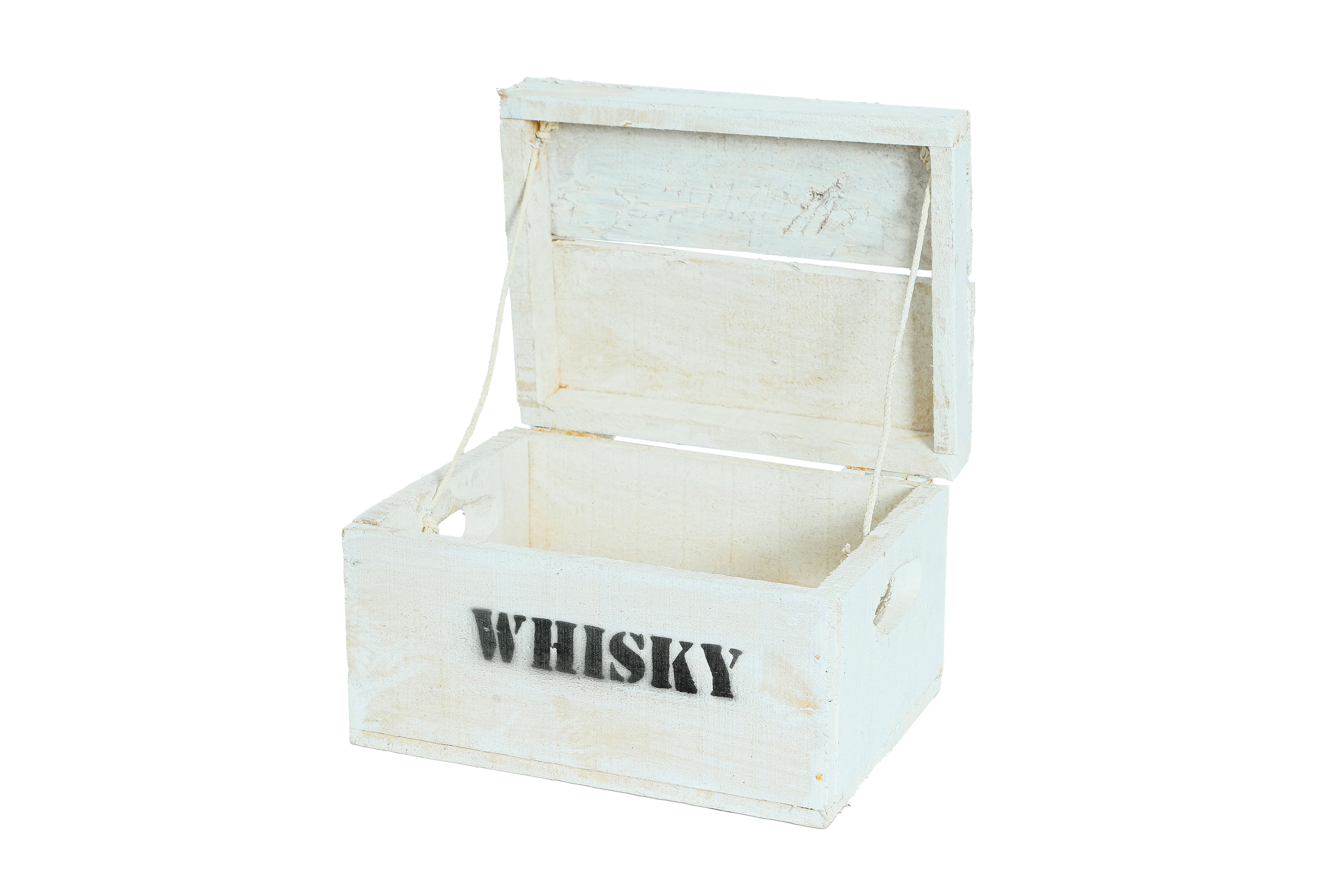    Originale Alte Holztruhe "Whisky" in verschiedenen Größen - Truhe Weiß gebraucht / Altholz- HolzRepublik
