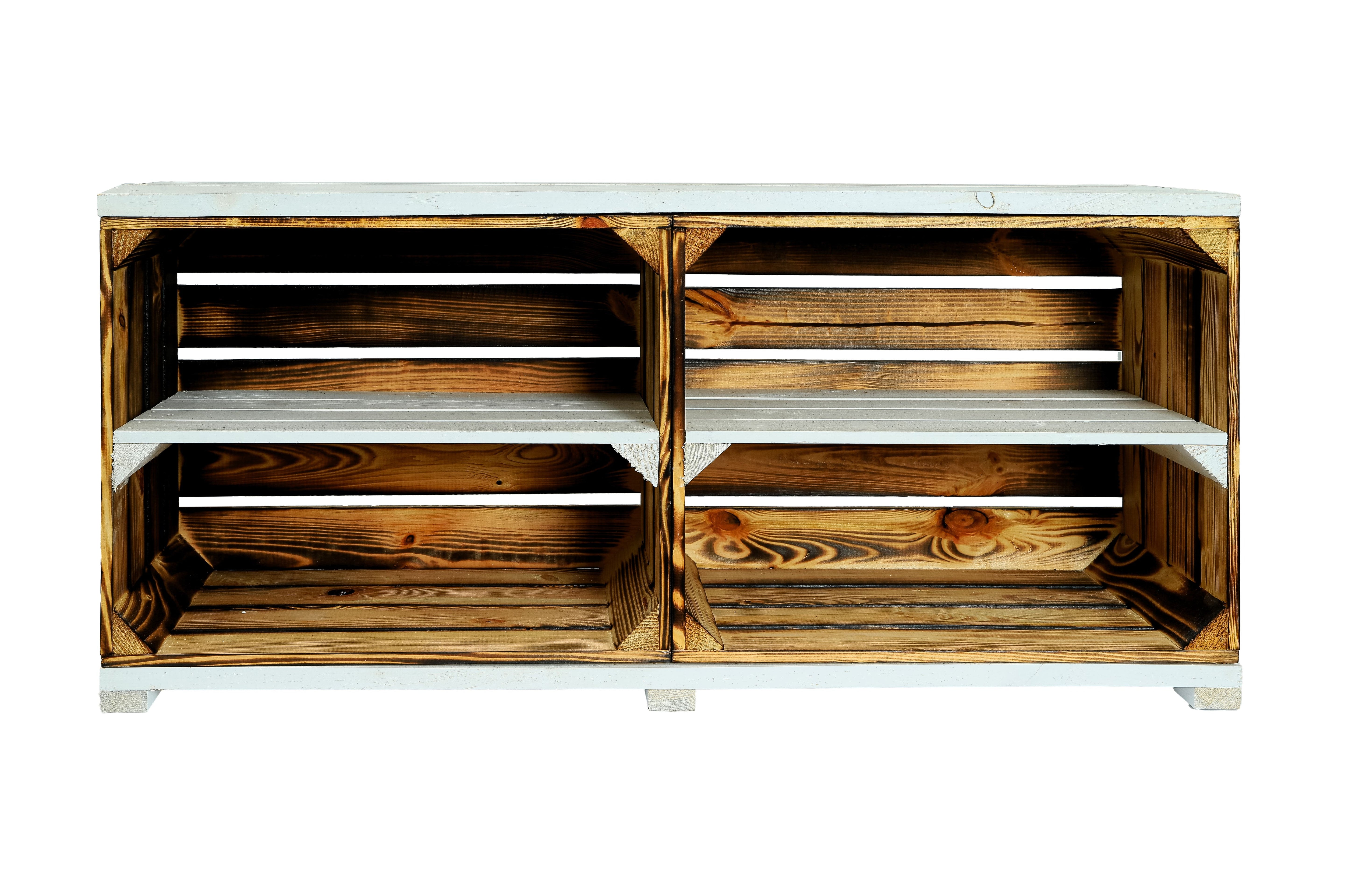    TV-Schrank aus Regalkisten auf Holzfüßen 100x50x29 cm / Sitzbank / Eingangsbereich- HolzRepublik