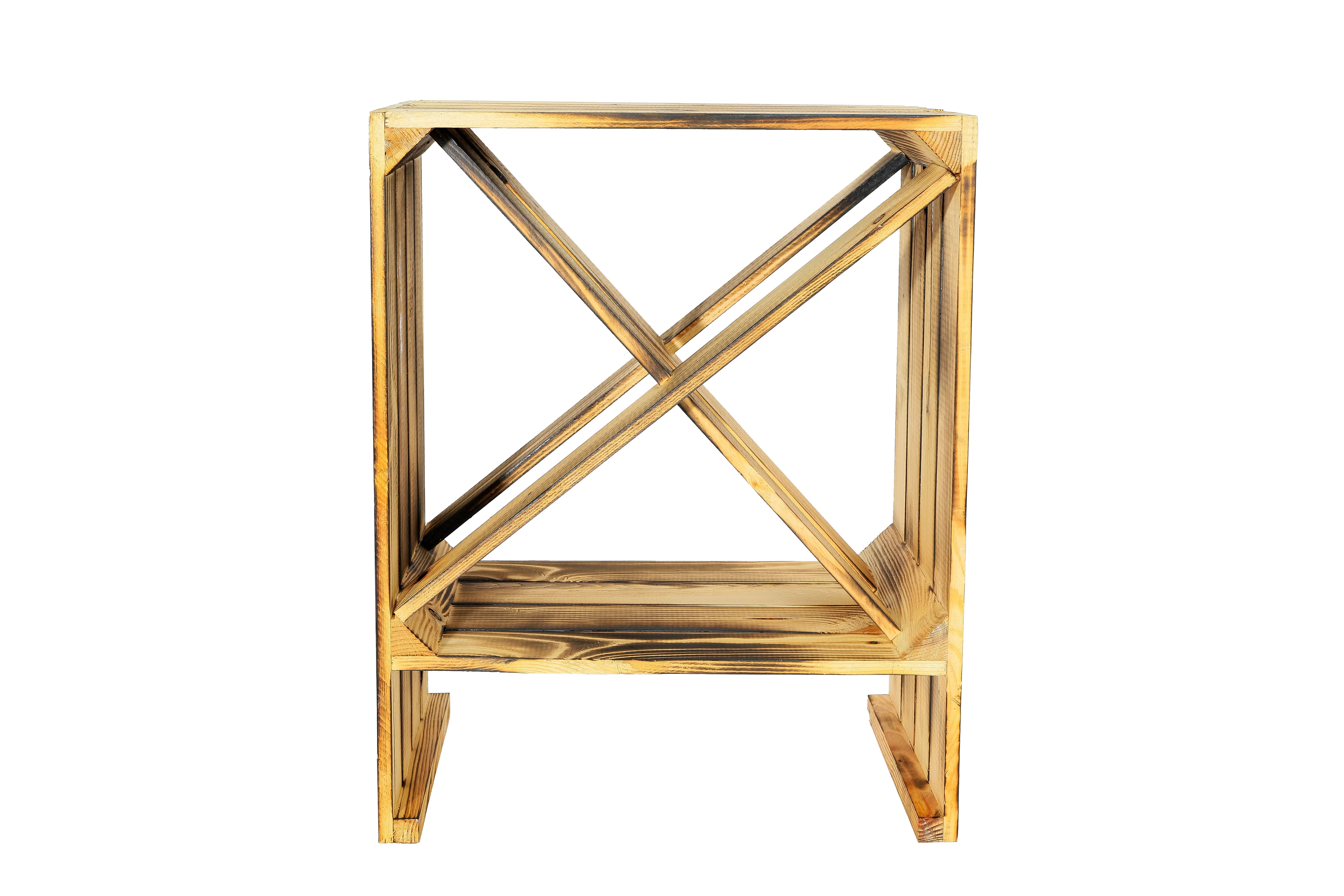    Neues Weinregal X 50x40x27cm - geflammt / Dekokiste / Weinkiste / Weinhalter- HolzRepublik