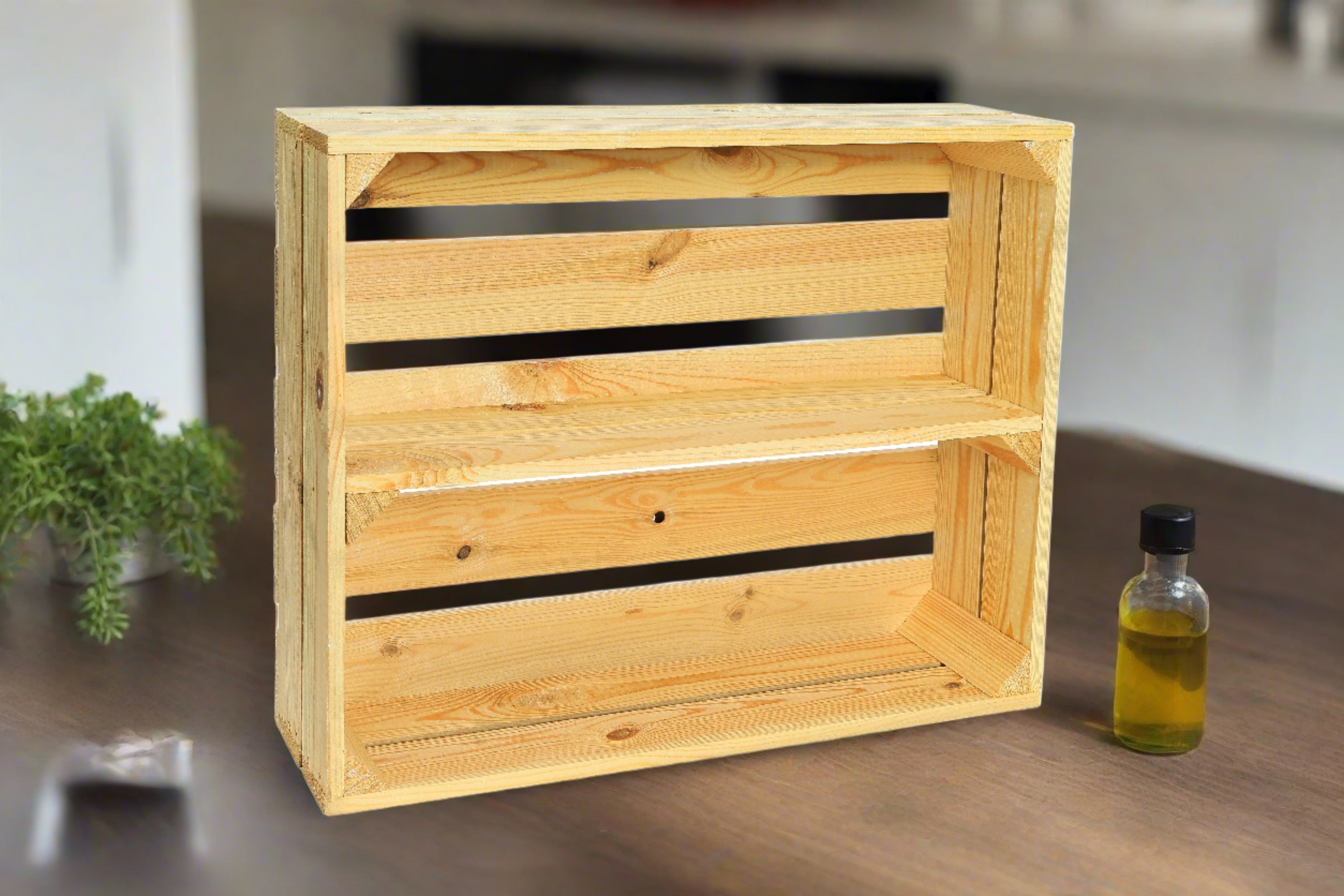    Neue Holzkiste Wilma Längs Natur 50x40x16 cm / Holzregal / Küchenregal / Gewürzregal /Badezimmerregal- HolzRepublik